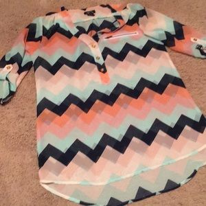 Chevron Button Up Blouse